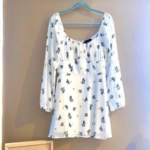 White floral long sleeve dress.